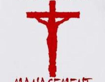 Jesus on cross with caption Under New Management
