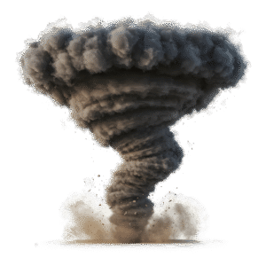 twisting swirling funnel cloud. Whirlwind.